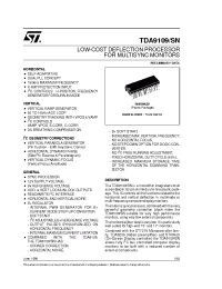 Datasheet TDA9109 manufacturer STMicroelectronics